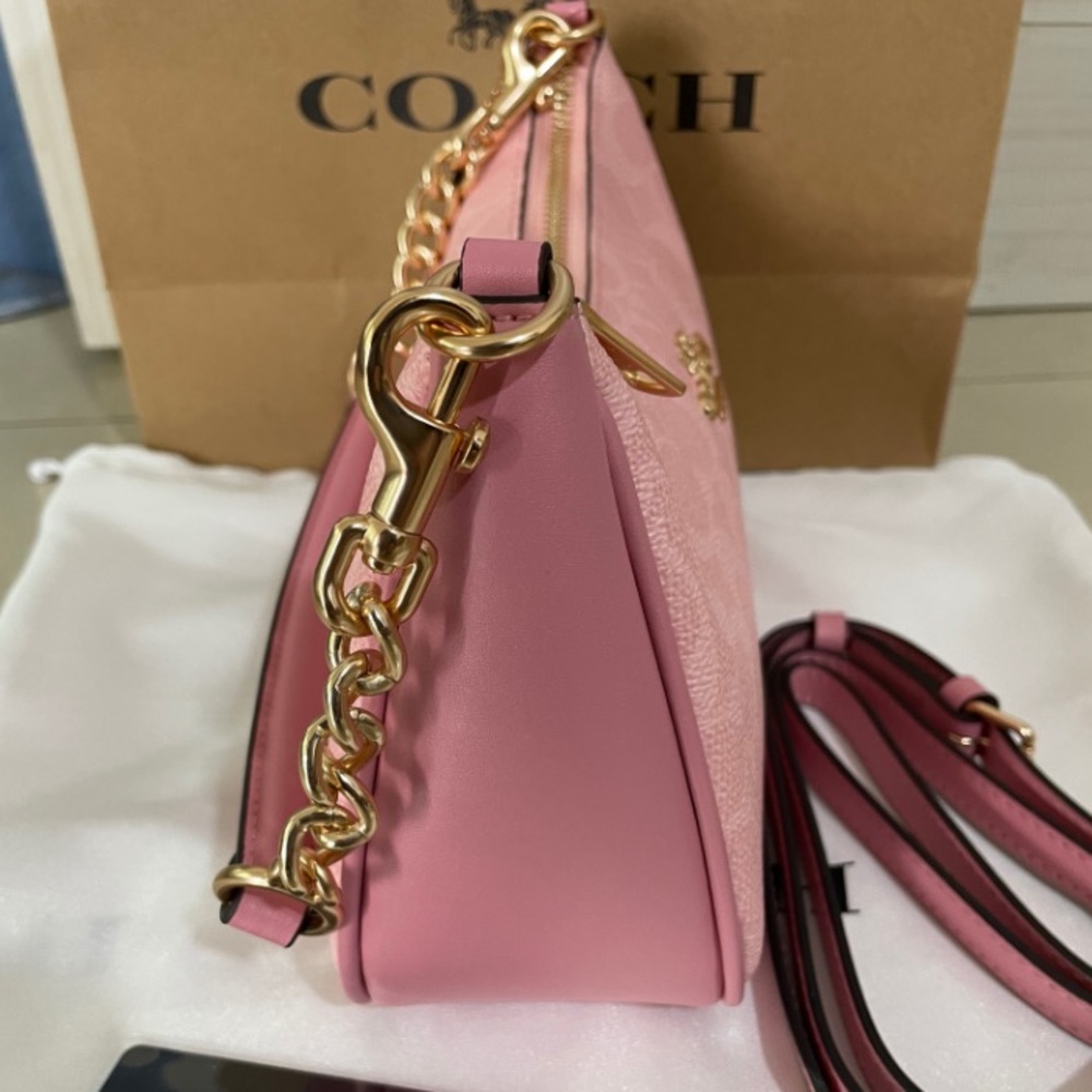 Coach Pink Signature Shoulder Bag with Gold Hardware CA933 - Picture 4 of 13